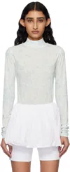 Kijun Blue & Off-white Flower Jersey Turtleneck In Print Sky Blue