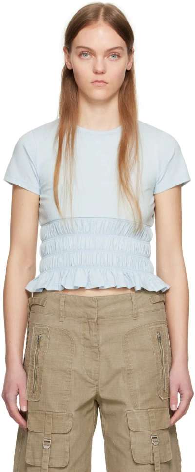 Kijun Blue Smocked T-shirt In Skyblue