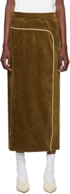 Kijun Brown Embroidered-logo Midi Skirt In Brown