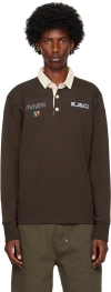 Kijun Brown Embroidered Polo In Dark Brown
