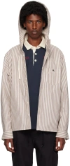 Kijun Brown Stripe Hoodie Shirt In Brown Stripe