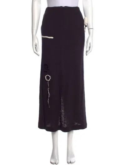 Pre-owned Kijun Crochet Trim Long Skirt In Black