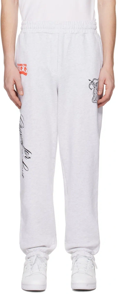 Kijun Gray 'chasing Love' Sweatpants In Melange White