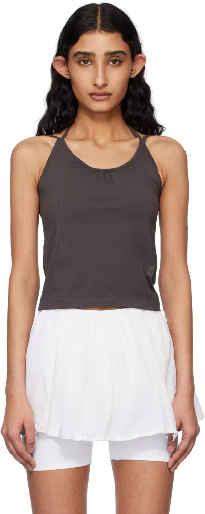 Kijun Gray Double Strap Tank Top In Charcoal