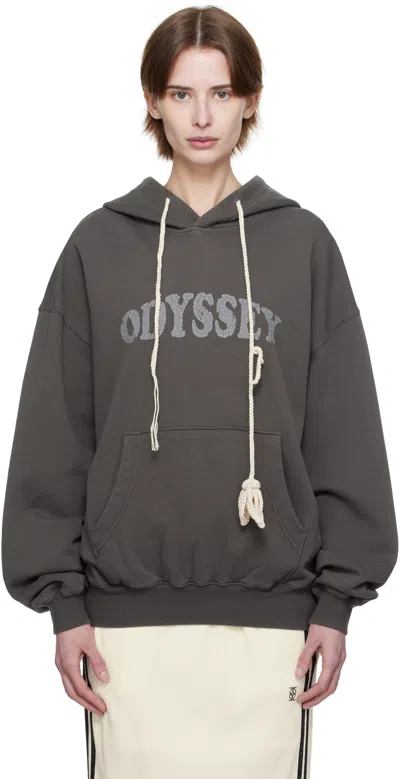 Kijun Gray 'odyssey' Crotchet Hoodie In Charcoal
