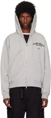 Kijun Gray Rivet Zip Hoodie In Melange Grey