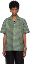 Kijun Green Check Half Sleeve Shirt In Green