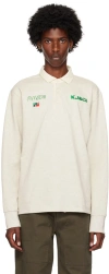 Kijun Grey Embroidered Rugby Polo In Melange Oatmeal