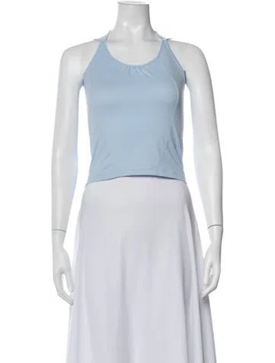 Pre-owned Kijun Halterneck Sleeveless Crop Top In Blue