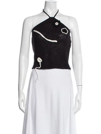 Pre-owned Kijun Halterneck Sleeveless Top In Black