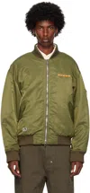 Kijun Khaki Embroidered Logo Ma-1 Bomber Jacket In Khaki