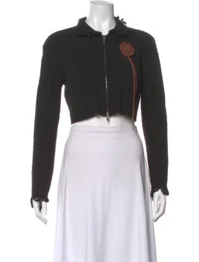 Pre-owned Kijun Long Sleeve Crop Top In Black