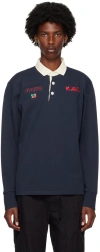 Kijun Navy Embroidered Rugby Polo In Navy