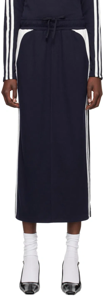 Kijun Navy Football Jersey Midi Skirt In Navy/ivory