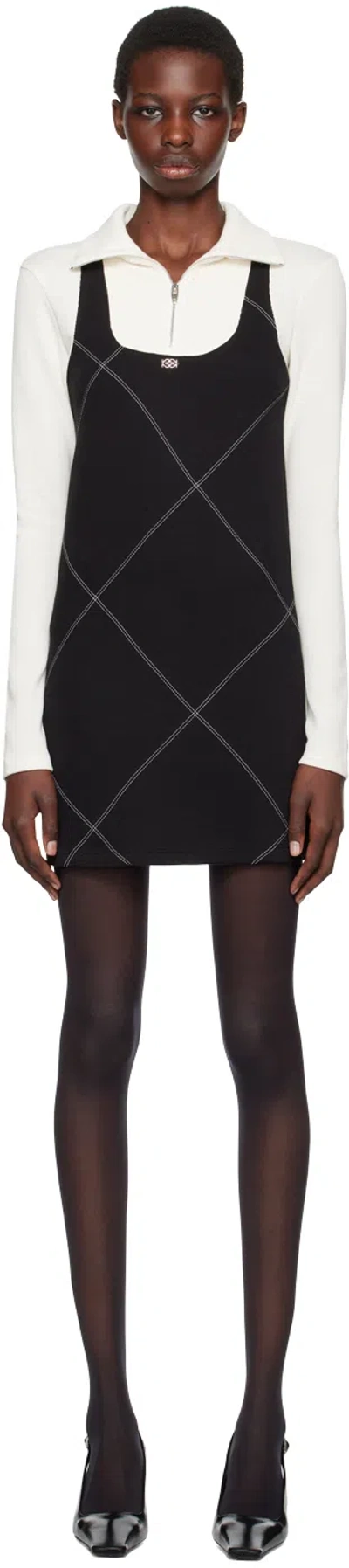 Kijun Off-white & Black Half-zip Minidress In Black/ivory