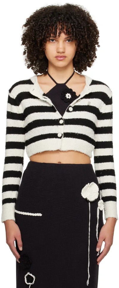 Kijun Off-white & Black Striped Cardigan In Black/ Cream