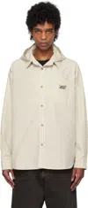Kijun Off-white Check Hoodie Shirt In Ivory