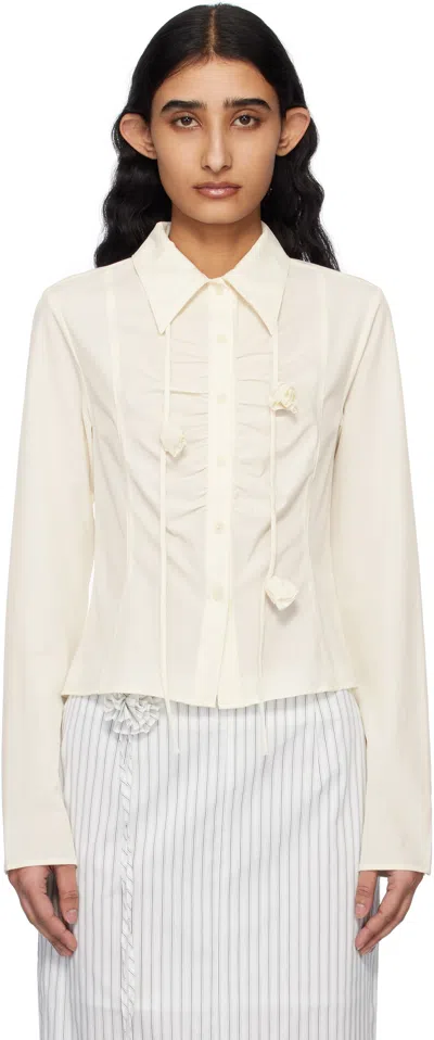 Kijun Off-white Corsage Shirring Shirt In Butter