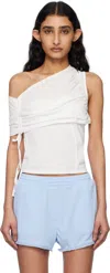 Kijun Off-white Shirring One Shoulder Top In Off-white