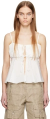 Kijun Off-white Shirring Tie Camisole In Off-white
