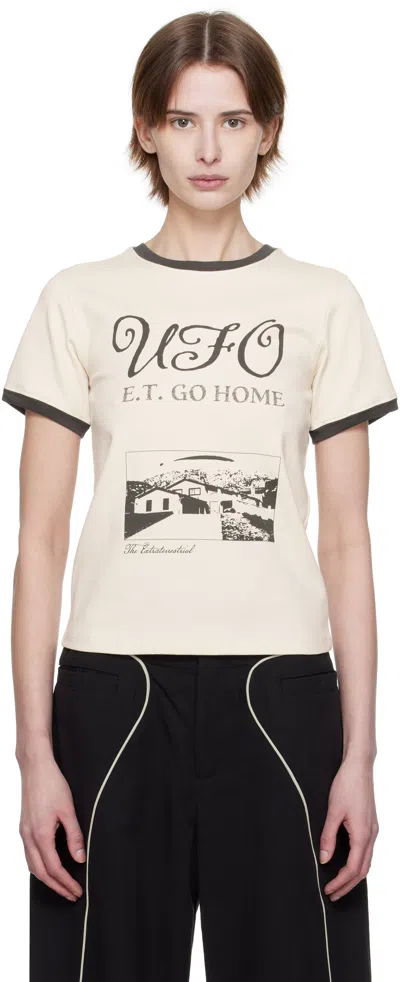 Kijun Off-white 'ufo' T-shirt In Light Beige