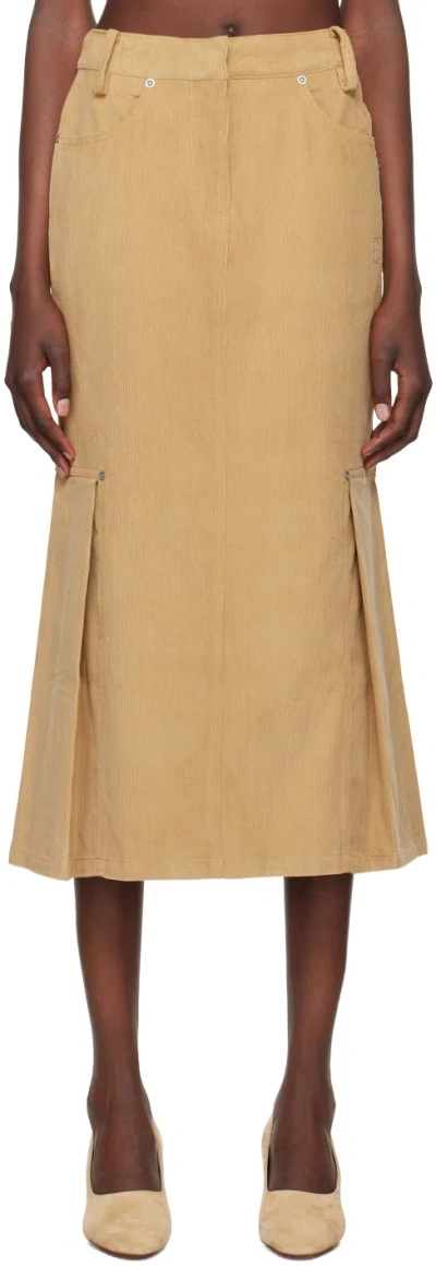 Kijun Tan Tucked Midi Skirt In Camel