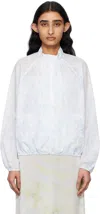 Kijun White & Blue Flower Sheer Windbreaker Jacket In Print Sky Blue