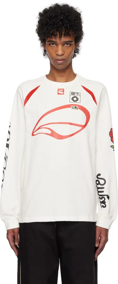 Kijun White & Red Cycle Long Sleeve T-shirt In Off-white