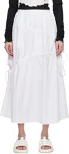 Kijun White Drawstring Maxi Skirt In White