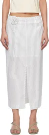 Kijun White Stripe Corsage Maxi Skirt In Off-white Stripe