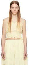 Kijun Yellow Shirred Tube Top In Paleyellow