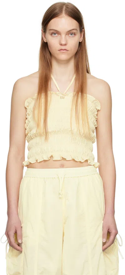 Kijun Yellow Shirred Tube Top In Paleyellow