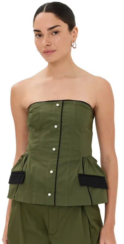 Kika Vargas Agnes Top Olive Canvas Olive In Green