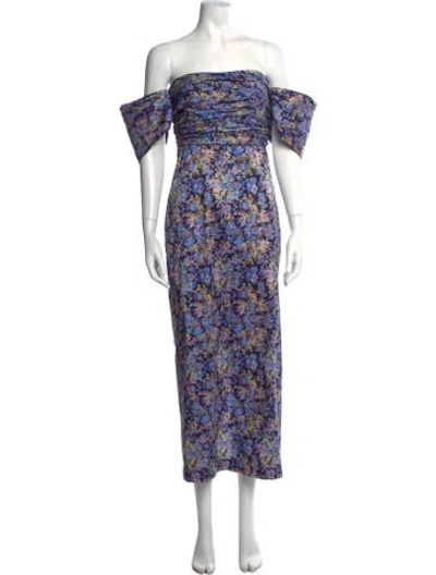 Pre-owned Kika Vargas Alpaca Long Dress In Blue