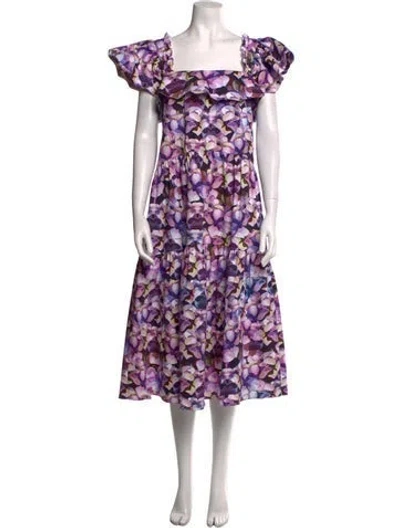 Pre-owned Kika Vargas Angora Midi Length Dress In Purple