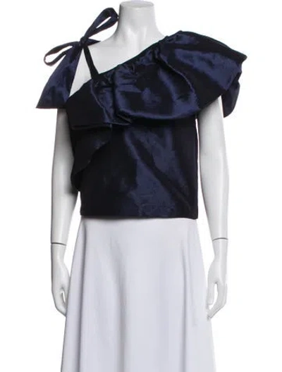 Pre-owned Kika Vargas Asymmetrical Sleeveless Blouse In Blue
