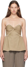 Kika Vargas Beige Hebe Top In Khaki