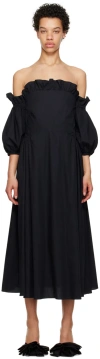 Kika Vargas Black Margaret Midi Dress In Black