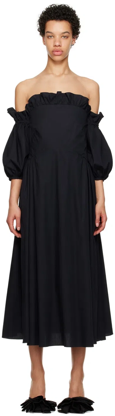 Kika Vargas Black Margaret Midi Dress