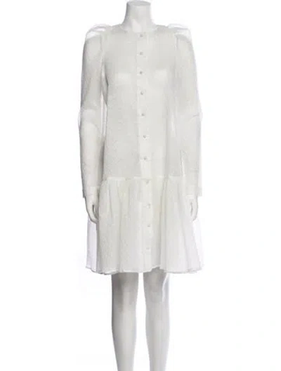 Pre-owned Kika Vargas Crew Neck Knee-length Dress In White