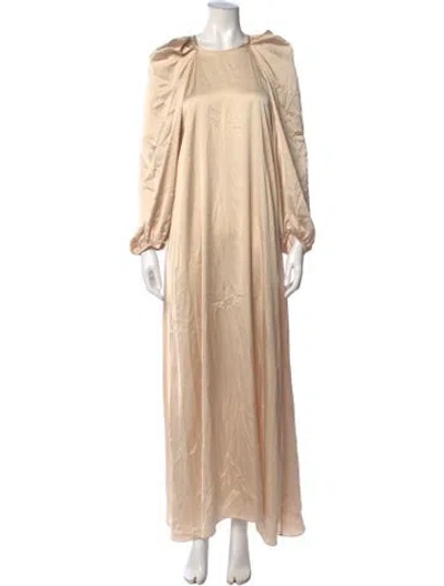 Pre-owned Kika Vargas Crew Neck Long Dress In Neutrals