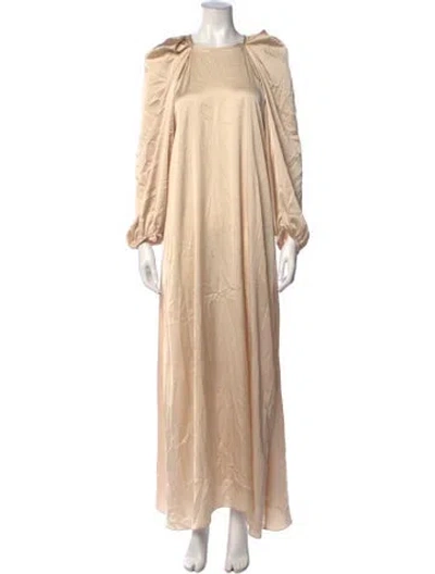 Pre-owned Kika Vargas Crew Neck Long Dress In Neutrals