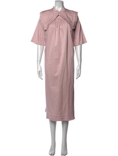 Pre-owned Kika Vargas Crew Neck Long Dress In Pink