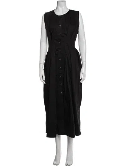 Pre-owned Kika Vargas Crew Neck Long Dress W/ Tags In Black