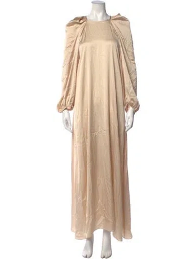 Pre-owned Kika Vargas Crew Neck Long Dress W/ Tags In Neutrals