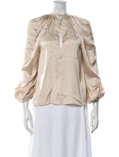 Pre-owned Kika Vargas Crew Neck Long Sleeve Blouse In Neutrals