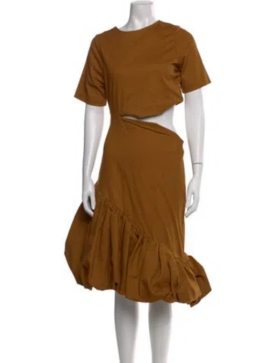 Pre-owned Kika Vargas Crew Neck Midi Length Dress In Brown