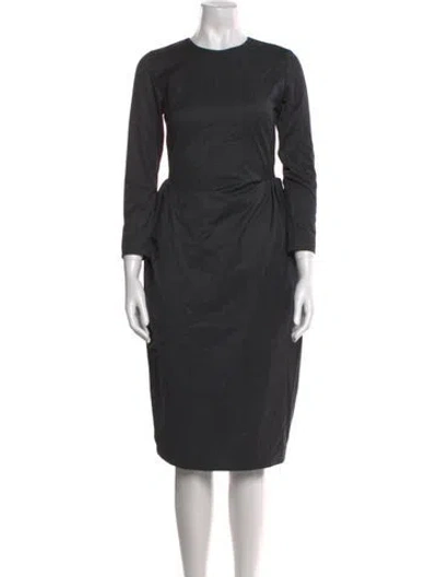 Pre-owned Kika Vargas Crew Neck Midi Length Dress In Gray