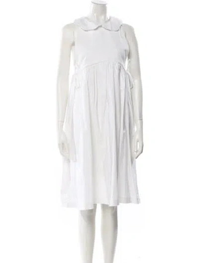 Pre-owned Kika Vargas Crew Neck Midi Length Dress In White