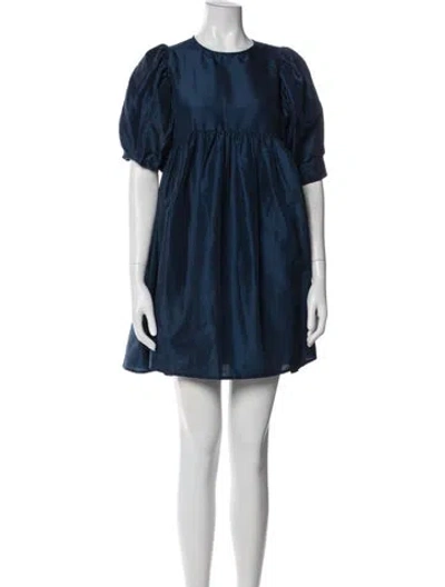 Pre-owned Kika Vargas Crew Neck Mini Dress In Blue